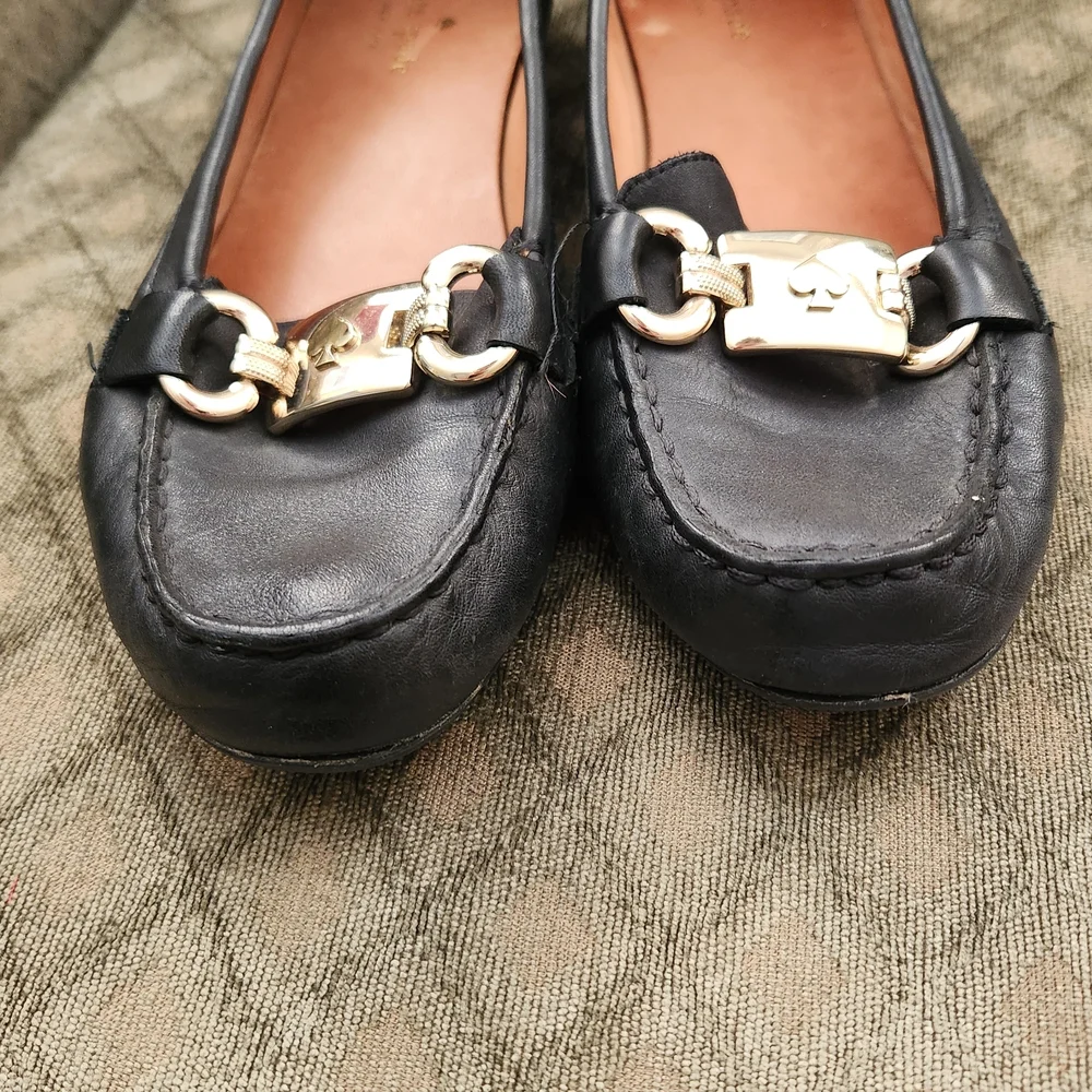 Kate Spade Black Loafers with Gold Accents - Picture 2 of 5